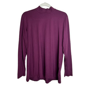 LOGO Lori Goldstein Size L Purple Mock Neck Pullover